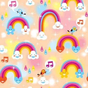 Rainbows clouds sky pattern Stock Illustration