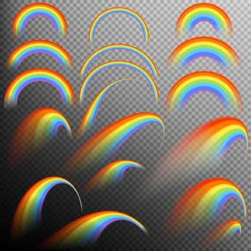 Rainbows in different shape realistic set. EPS 10 Illustrazione stock