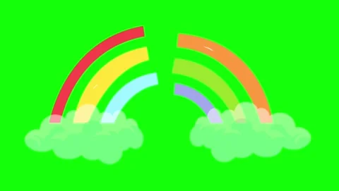 Rainbows Professional with Sky on Green Screen Chroma Key Background Video stock 337099601