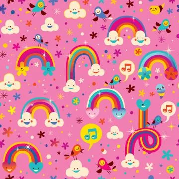 Rainbows seamless pattern Illustrazione stock