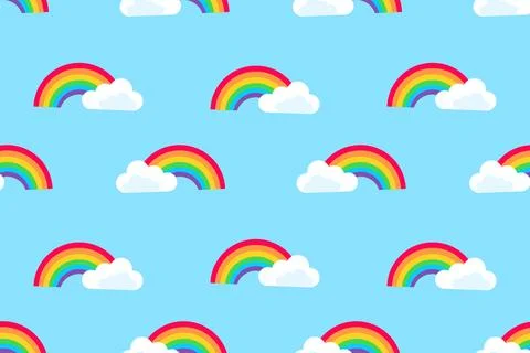 Rainbows: Seamless Pattern. Vector illustration. Stock Illustration