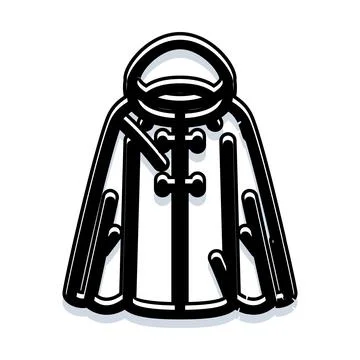 Raincoat with hood and toggle closures for weather protection Stock Illustration