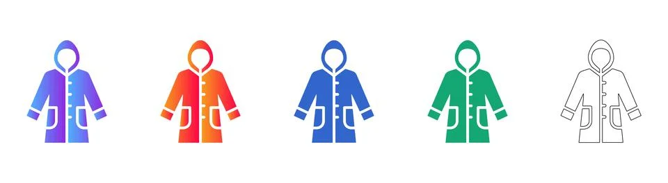 Raincoat Icon Set in Multiple Styles for Weather Applications イラスト素材