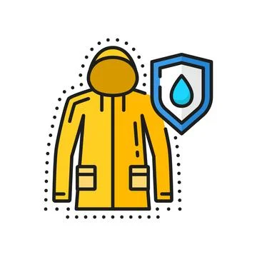 Raincoat or jacket of waterproof material, outline イラスト素材