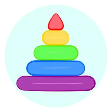 Raindow stacking rings icon Stock Illustration