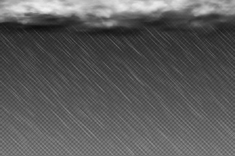 Raindrop effect and heavy clouds, rain overlay on dark transparent background Stock Illustration
