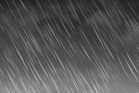 Raindrop effect with clouds, rain overlay on dark transparent background Stock Illustration