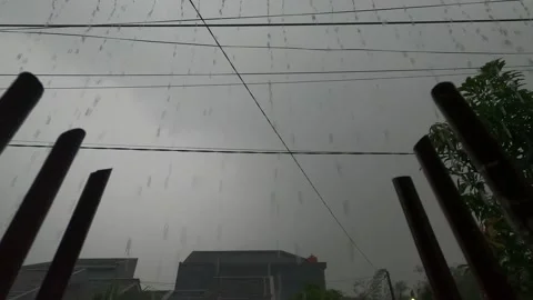 Raindrop fall in gloomy day Stock Footage 218250917