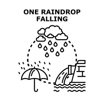 Raindrop falling from cloud creating water pollution concept Stock Illustration