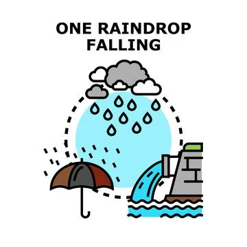 Raindrop falling from cloud creating water pollution concept Stock Illustration