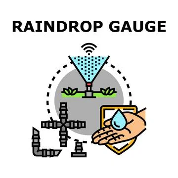 Raindrop gauge measuring device for water conservation Stock Illustration