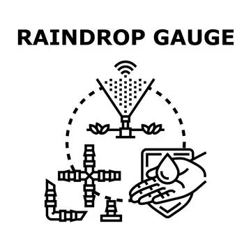 Raindrop gauge measuring device for water conservation Stock Illustration