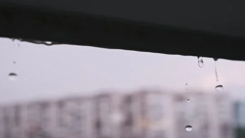 Raindrop Macro - Slow Motion City View Stock Footage 283923926