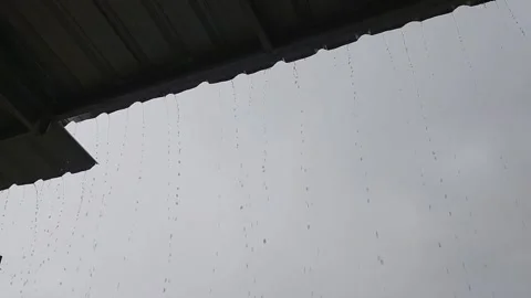 Raindrop from roof Stock Footage 231753285