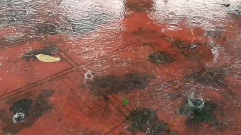 Raindrop splashing on the ground Stock Footage 144675945