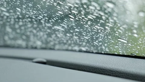 Raindrop water on the car glass windshield Stock Footage 153824769