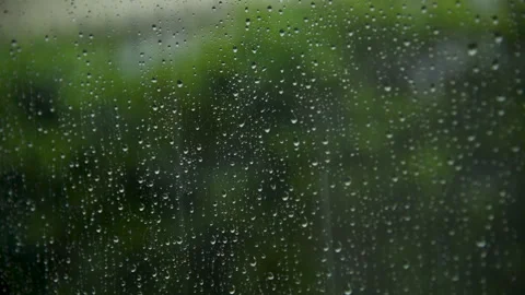 Raindrop on window green background aqua bubble texture Video stock 274460155