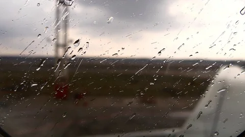 Raindrops on airplane window. Stock Footage 117534189