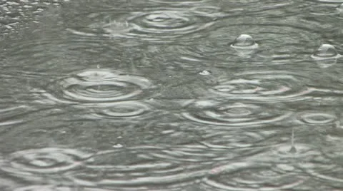 Raindrops and the puddle of water Stock Footage 11696358
