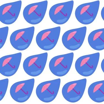 Raindrops and umbrellas. Stock Illustration