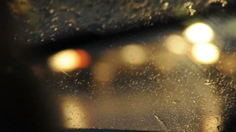 Raindrops and Wind Shield Wipers Stock Footage 4886452