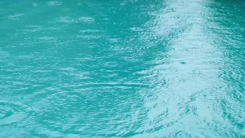 Raindrops are dripping onto the surface of the water Video stock 301421275
