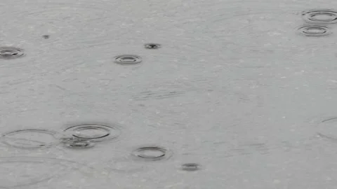 Raindrops on asphalt surface Stock Footage 249476203