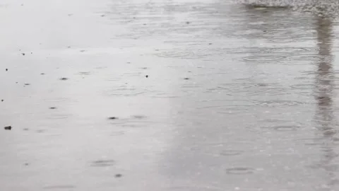 Raindrops on the asphalt . Videophone rain. Summer rain. Stock Footage 164362065