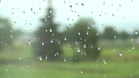 Raindrops on the building glass Stock Footage 159485855