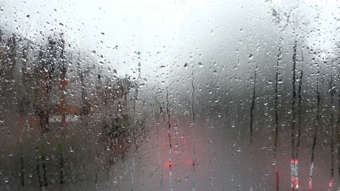 Raindrops on the bus window. Video stock 85540455