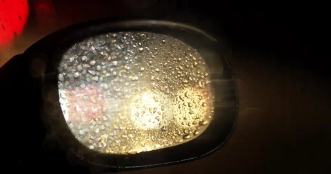 Raindrops on Car Mirror with Reflections Video stock 342211368
