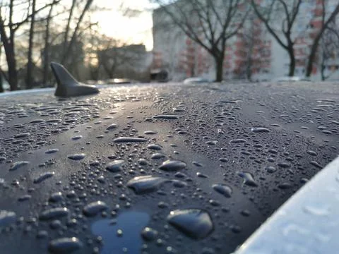 Raindrops on a car Stock Photos