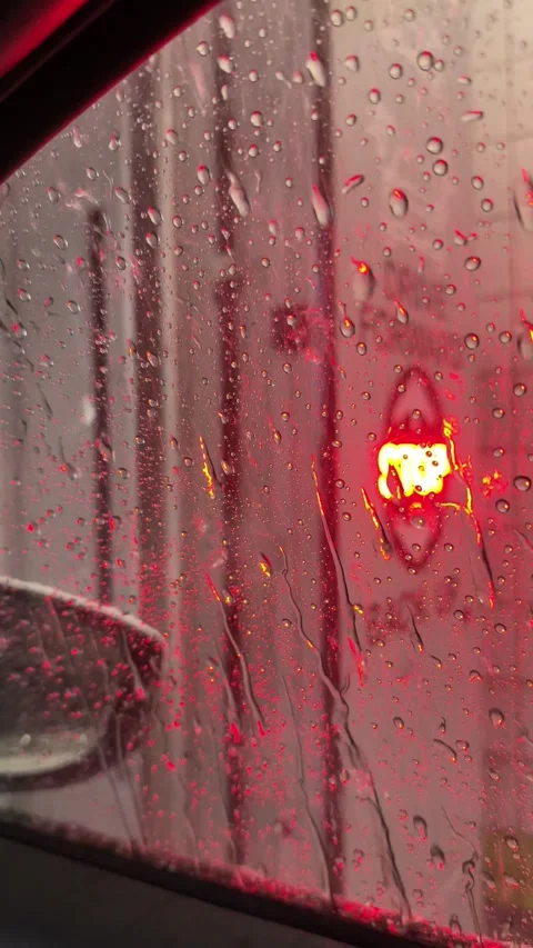 Raindrops on Car Side Window During Automatic Car Wash Close-Up Stock Footage 340679670