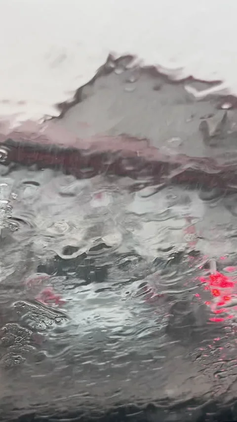 Raindrops On Car Window Glass During Heavy Rain In City Traffic Stock Footage 341415643