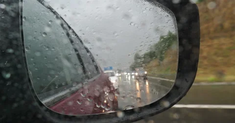 Raindrops on car window highway Stock Footage 263846235