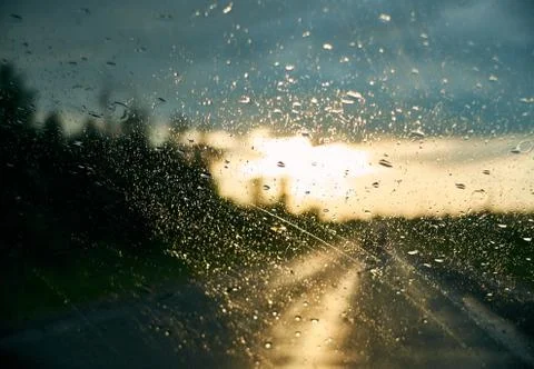 Raindrops on the car window Stock Photos