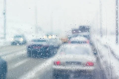 Raindrops on the car windshield Foto stock