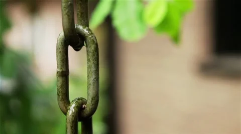 Raindrops on chain as drip rail Video stock 8578713