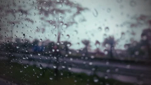 Raindrops Clinging To Vehicle Window Rainy Highway Stock Footage 314124193