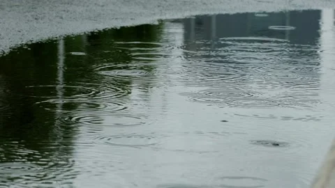 Raindrops - close-up of the road surface Stock Footage 259121914
