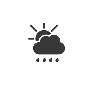 Raindrops, cloud and sun. Icon. Weather glyph vector illustration Stock Illustration