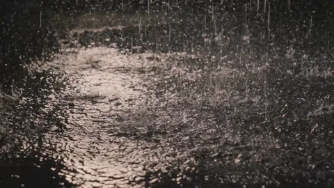 Raindrops in the dark in the lantern light 2 Stock Footage 113506376