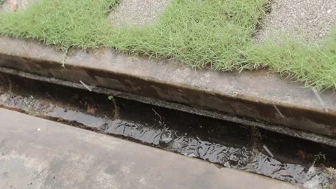 Raindrops down the drain_60fps Video stock 158551424