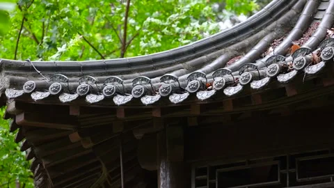 Raindrops drip from the eaves 库存影片 344705990