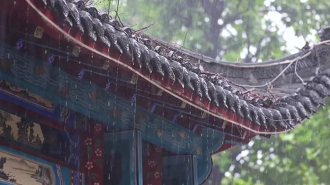 Raindrops drip from the eaves Vídeo Stock 344706037