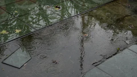 Raindrops fall on the floor Stock Footage