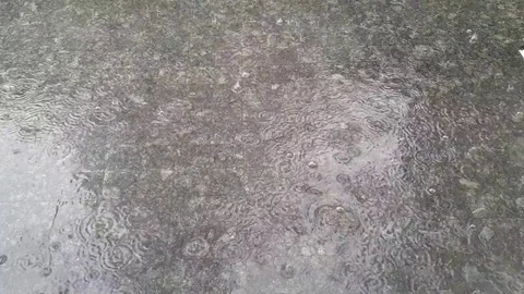 Raindrops fall on the footpath. bad weather in the city. Stock Footage 112284671