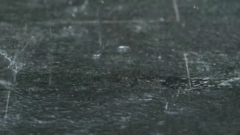 Raindrops fall to the ground in slow motion Video stock 304928027