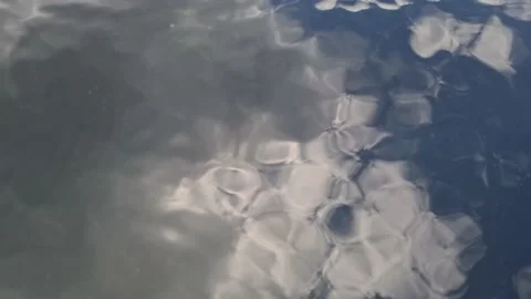 Raindrops fall on a puddle in which the sky is reflected Stock Footage 201770992