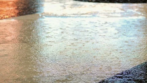 Raindrops fall on a wet night street. Stock Footage 311944208